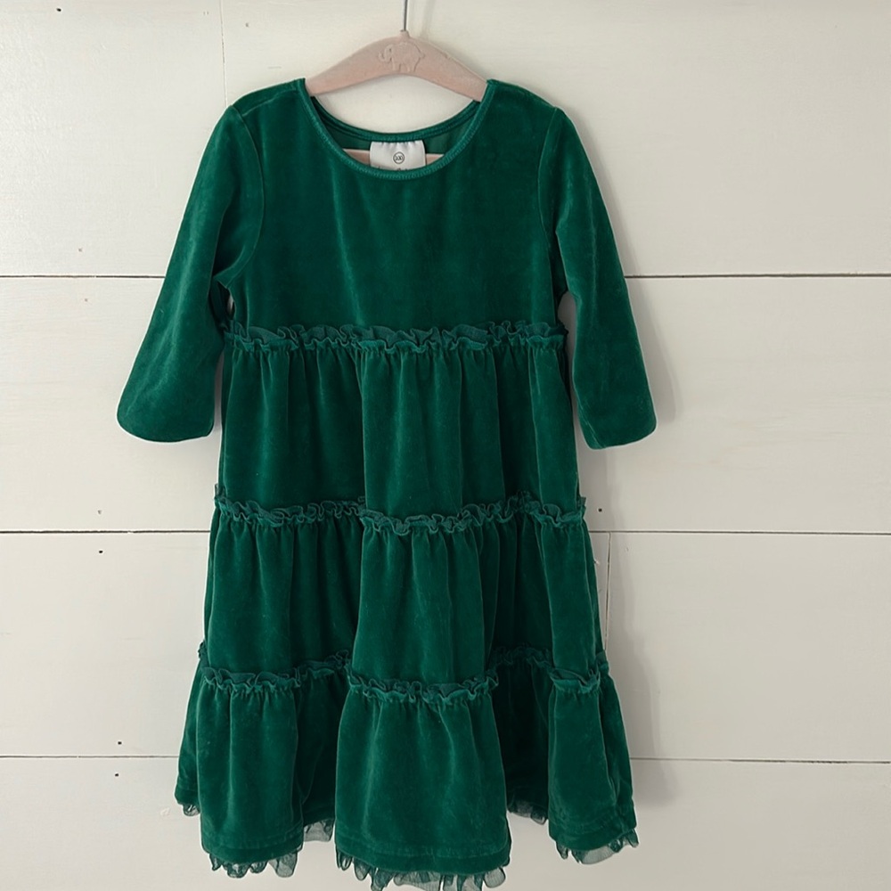 Hanna Anderson Velvet Ruffle Tiered Dress